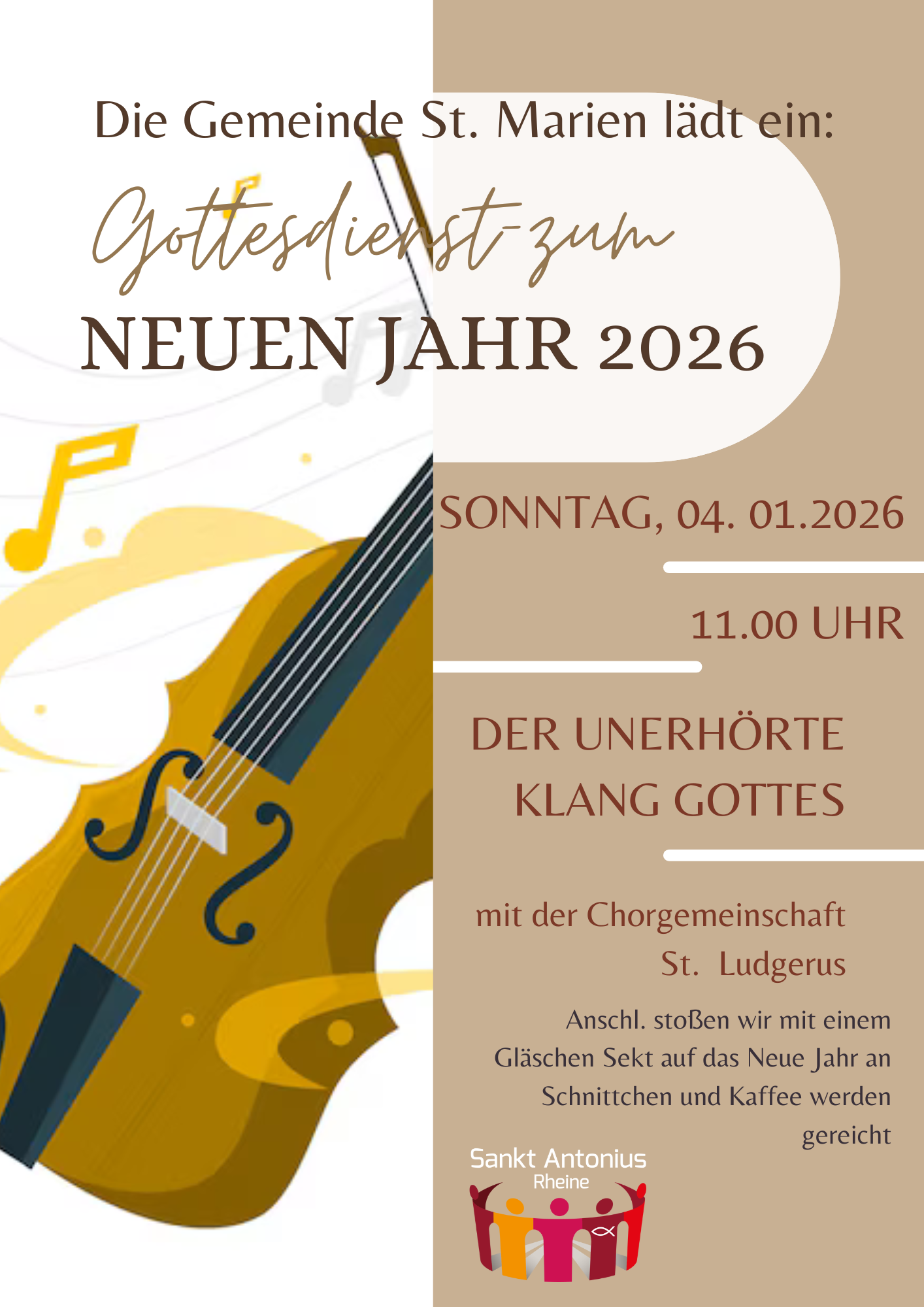 Beige Braun Elegant Ästhetisch Restaurant Neujahr Brunch Werbung Ankündigung Flyer 1